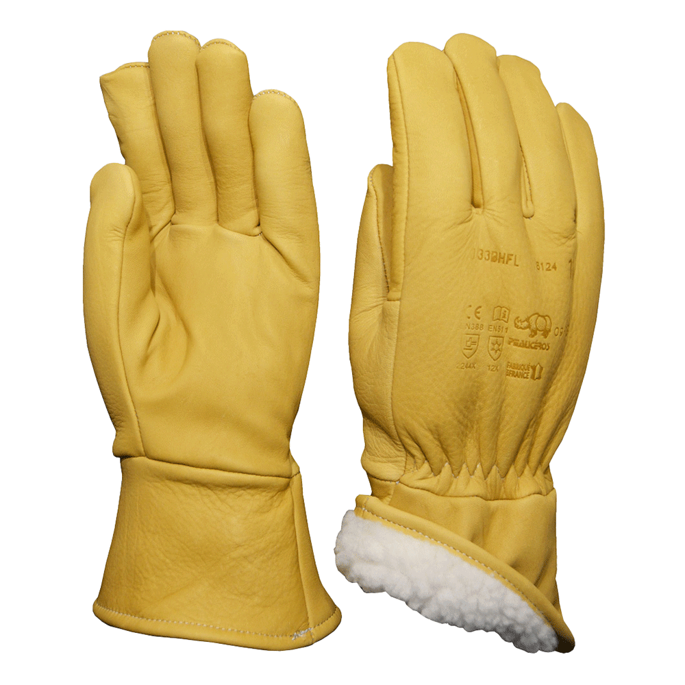 Gants cuir grand froid Peauceros, gants de protection professionnels, fabrication française, modèle 333BHFL.