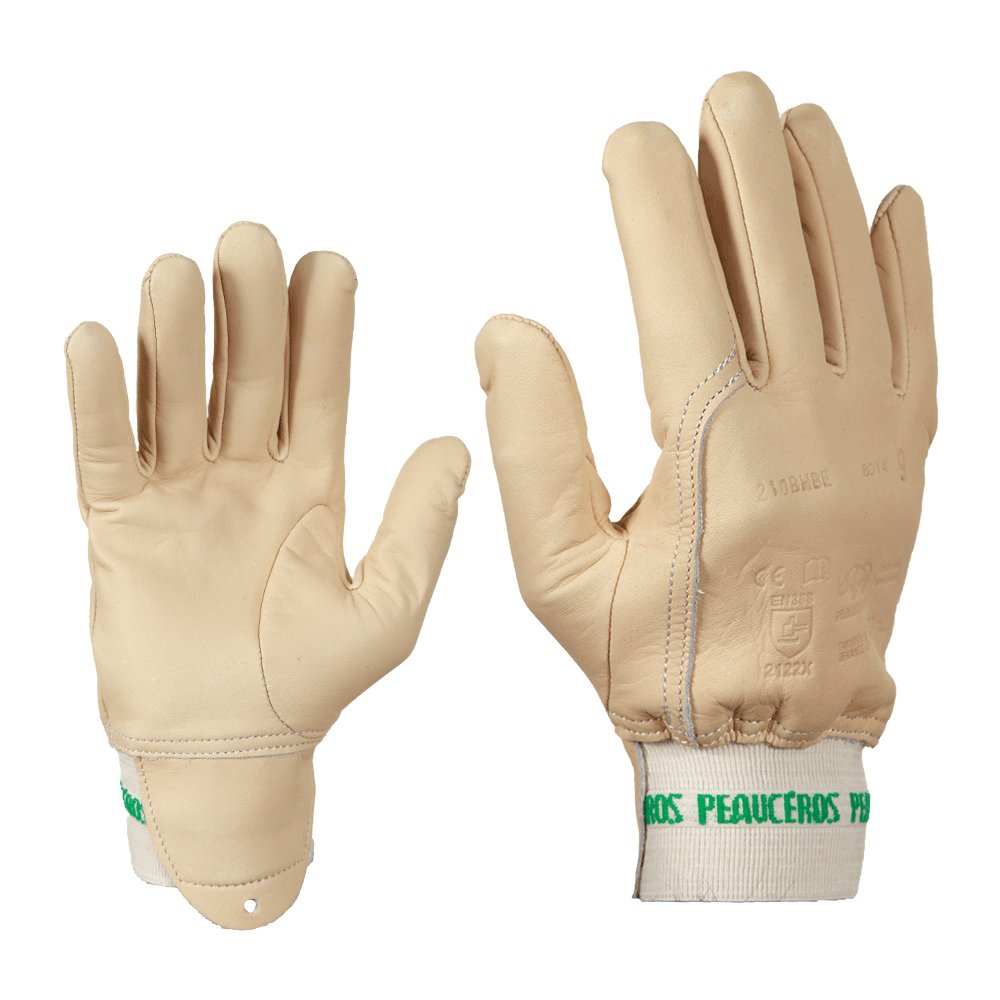 Gants de protection professionnels en cuir beige hydrofuge – très souples, résistants et confortables – idéals pour le jardinage, l’entretien des espaces verts et les travaux extérieurs – fabrication française.